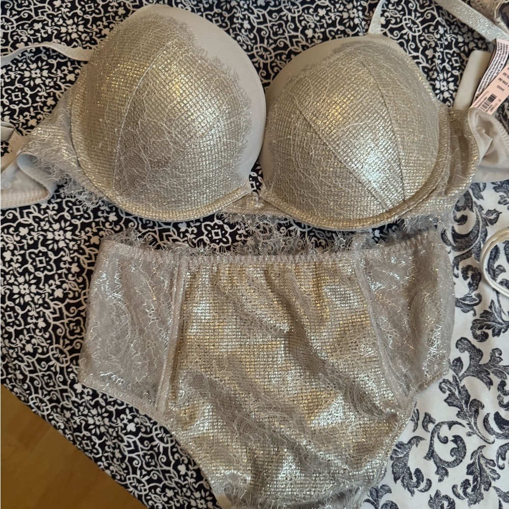 Victoria's Secret Silver Shimmer Bra Set